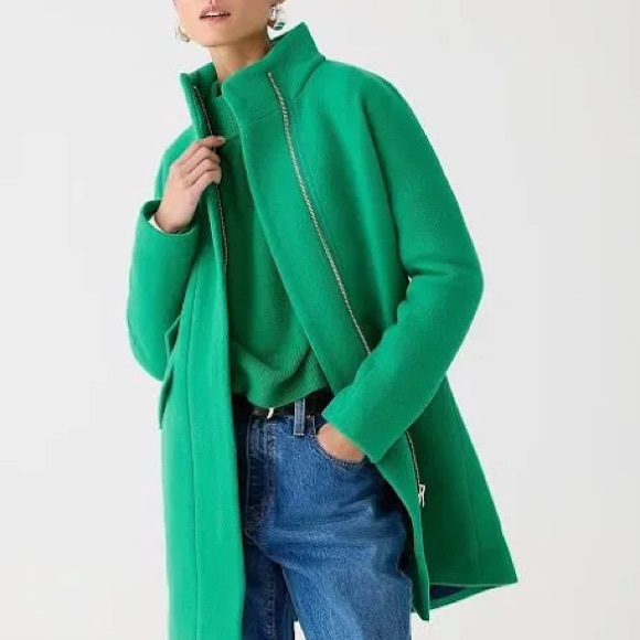 J. Crew gorgeous CORAL RED cocoon city coat - classic wool blend, clean lines! - Picture 4 of 4